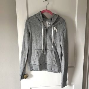 Light Gray PINK Zip-Up Hoodie